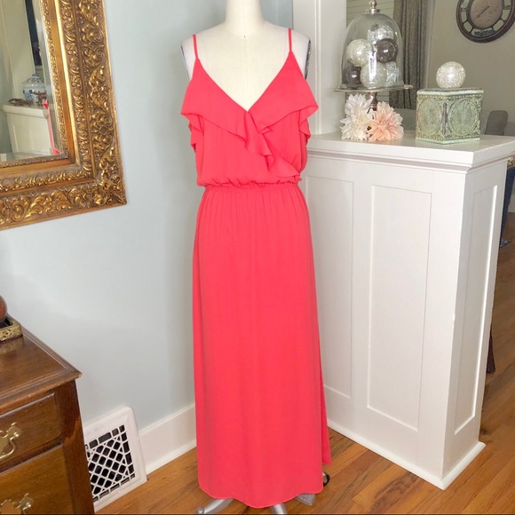 Banana Republic Dresses & Skirts - Banana Republic Pink Coral Ruffle Sun Maxi Dress